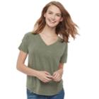 Juniors' So&reg; Lace-up Shoulder Tee, Teens, Size: Large, Med Green