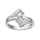 Sterling Silver Amethyst & White Topaz Two Stone Bypass Ring, Women's, Size: 9, Purple