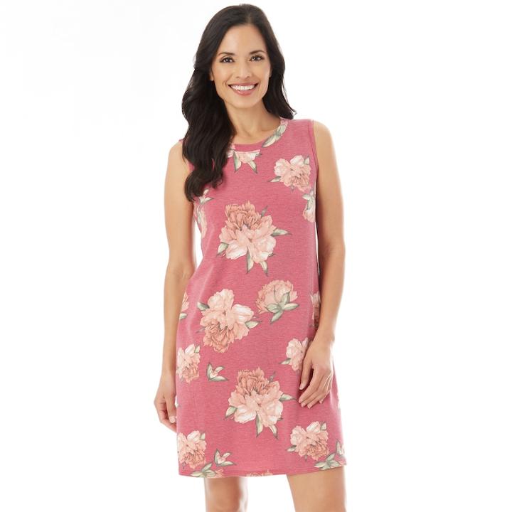Women's Apt. 9&reg; French Terry Swing Dress, Size: Medium, Pink Floral