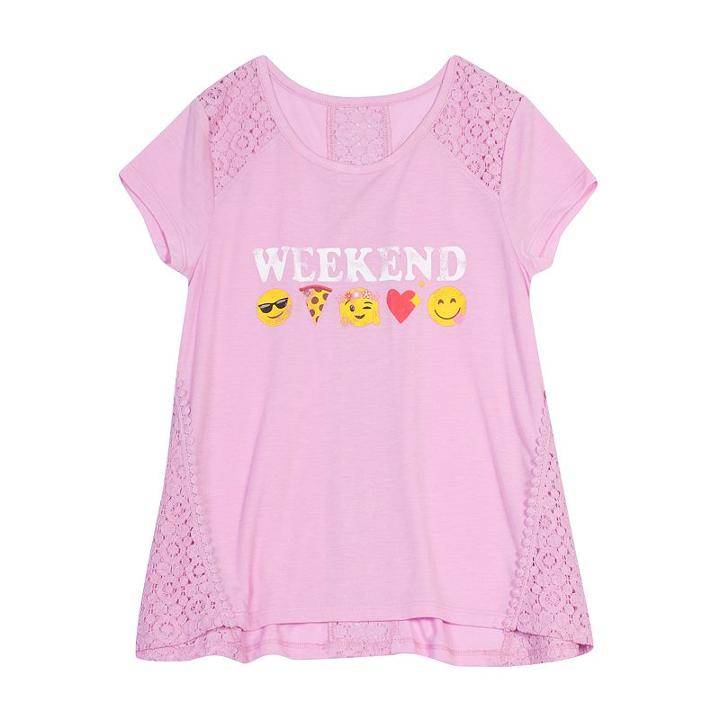 Girls 7-16 & Plus Size Harper & Elliott Lace Back High-low Hem Graphic Tee, Size: M Plus, Lt Purple