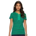 Women's Chaps Lace-up Tee, Size: Xs, Green