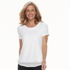 Women's Croft & Barrow&reg; Lace-front Tee, Size: Xxl, White