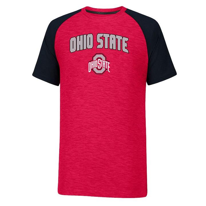 Men's Ohio State Buckeyes Stellar Space-dye Raglan Tee, Size: Large, Brt Red