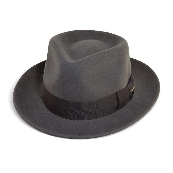 Men's Scala Wool Felt Grosgrain Fedora, Size: Xl, Grey