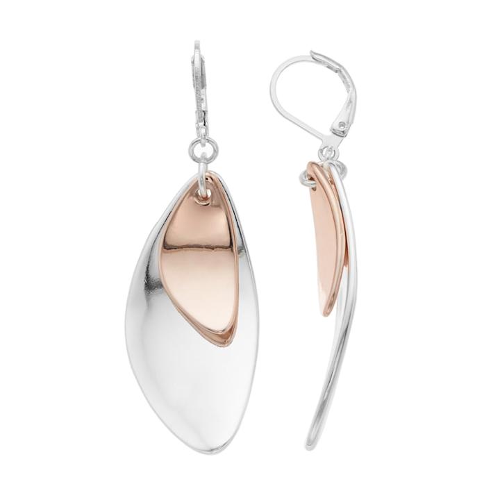 Two Tone Geometric Nickel Free Drop Earrings, Women's, Multicolor