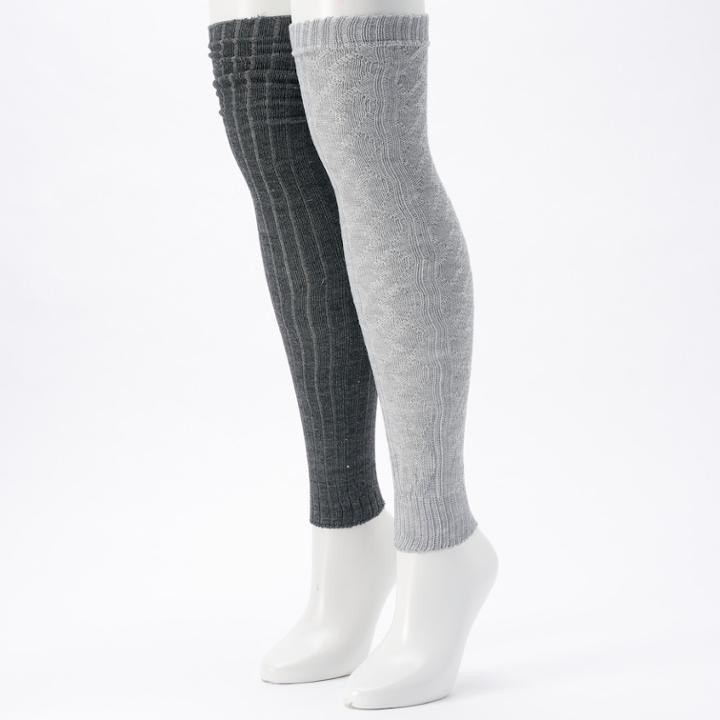 Women's Unionbay 2-pk. Cable Knit Legwarmers, Size: 9-11, Grey