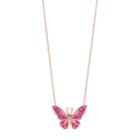 14k Rose Gold Plated Crystal Butterfly Necklace, Women's, Pink