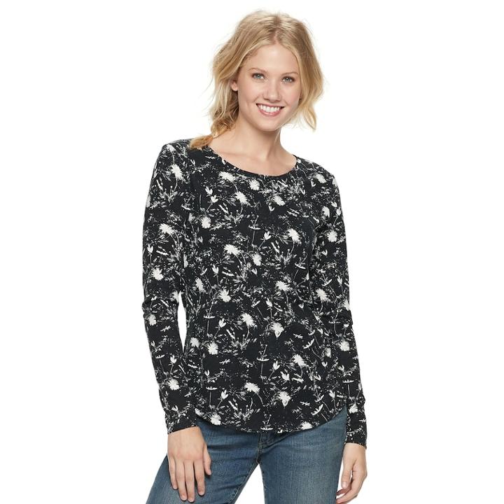 Women's Sonoma Goods For Life&trade; Essential Crewneck Tee, Size: Xxl, Black