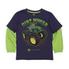 Boys 4-7x John Deere Dirt Power Tractor Mock-layer Tee, Size: 6, Blue (navy)