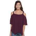 Juniors' Mudd&reg; Crochet Off Shoulder Top, Girl's, Size: Medium, Drk Purple