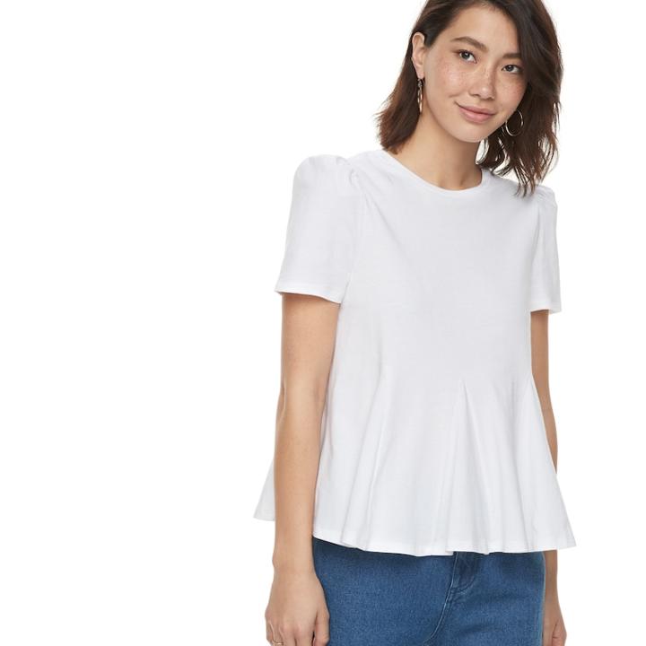 K/lab Puff Sleeve Godet Tee, Teens, Size: Xs, White