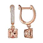 14k Rose Gold Over Sterling Silver 1/10-ct. T.w. Diamond And Morganite Drop Earrings, Women's, Pink
