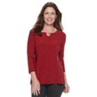Women's Croft & Barrow&reg; Jacquard Metal-accent Top, Size: Small, Dark Red