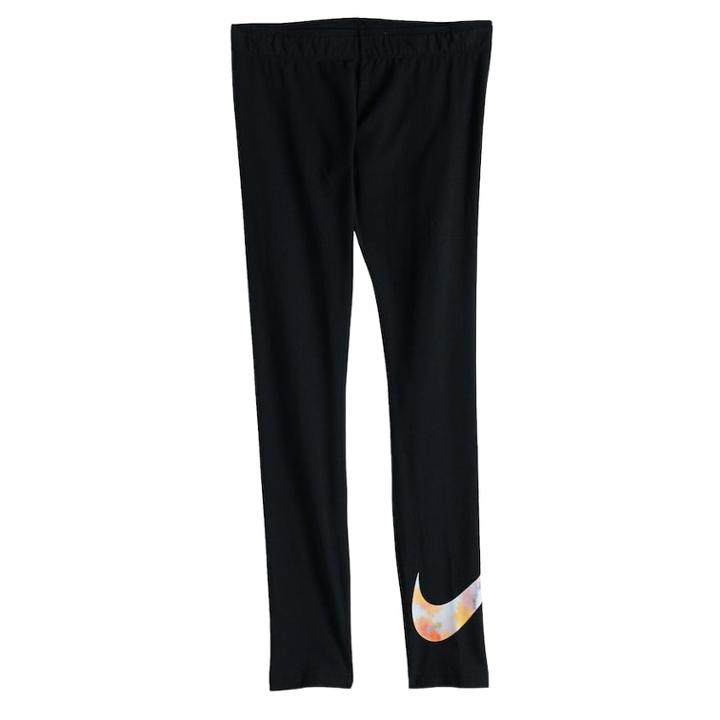 Girls 7-16 Nike Favorites Rainbow Swoosh Leggings, Size: Medium, Grey (charcoal)