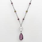 Lsu Tigers Silver Tone Crystal Logo Teardrop Y Necklace, Women's, Multicolor