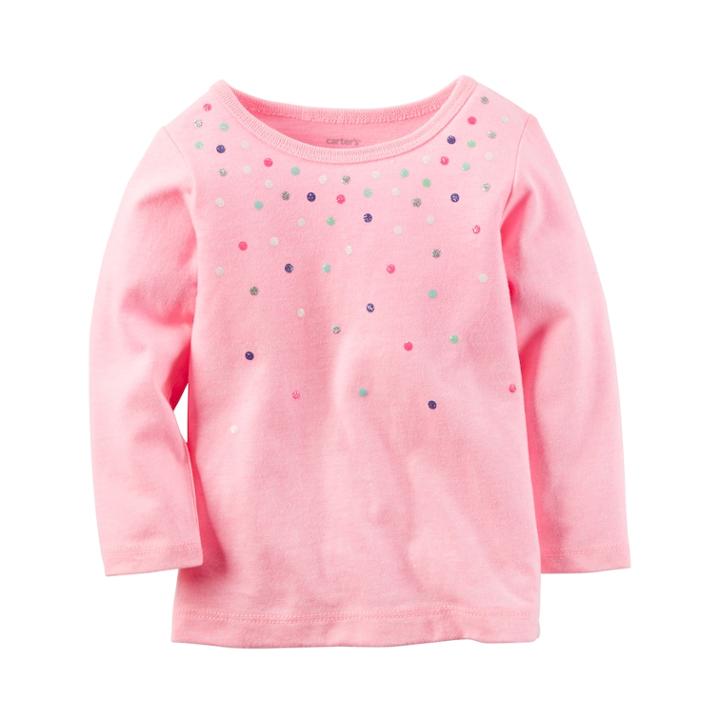 Girls 4-8 Carter's Glittery Dot Tee, Size: 6, Pink