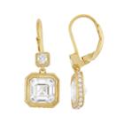 Cubic Zirconia 14k Gold Over Silver Halo Drop Earrings, Women's, White