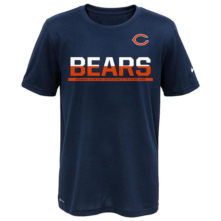 Boys 8-20 Nike Chicago Bears Practice Dri-fit Tee, Boy's, Size: M(10-12), Dark Blue