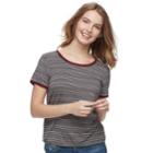 Juniors' Pink Republic Ringer Short Sleeve Tee, Teens, Size: Small, Grey