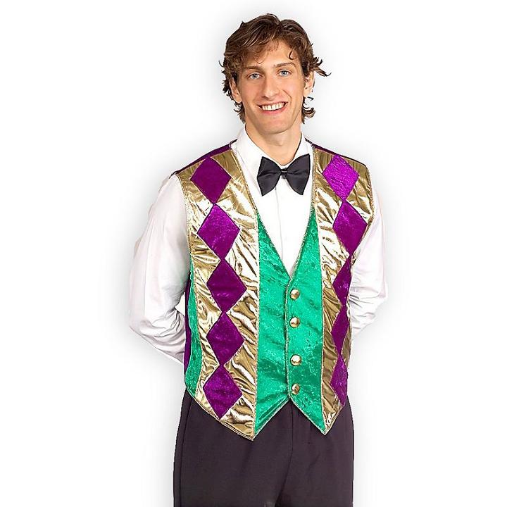 Mardi Gras Costume Vest - Adult, Adult Unisex, Black