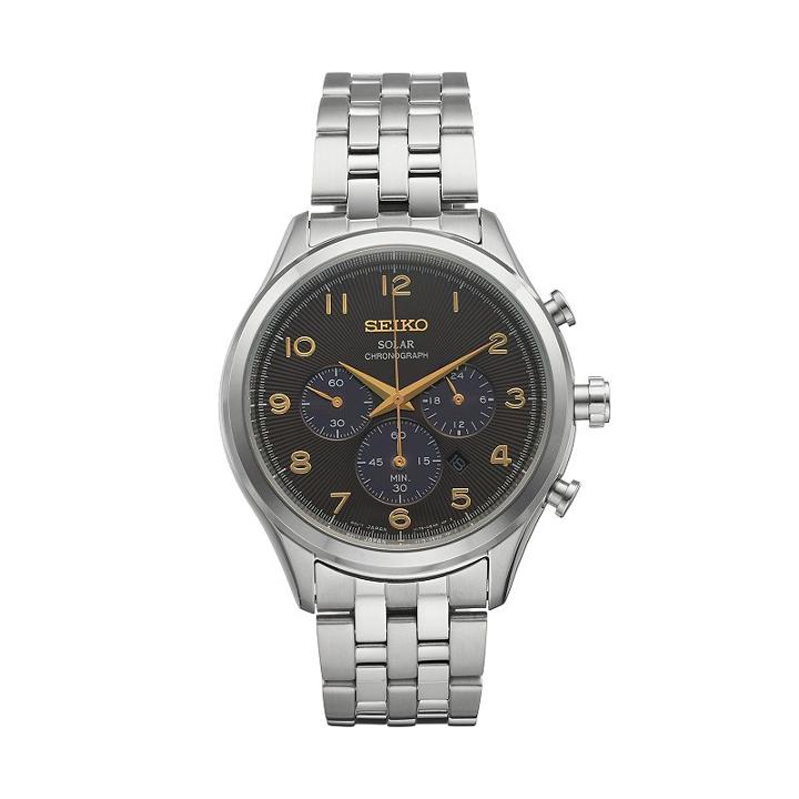 Seiko Men's Classic Stainless Steel Solar Chronograph Watch - Ssc563, Grey