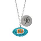 Miami Dolphins Crystal Sterling Silver Team Logo & Football Charm Necklace, Women's, Size: 18, Multicolor
