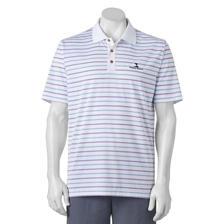 Men's Pebble Beach Classic-fit Striped Performance Golf Polo, Size: Xl, White