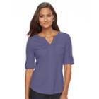 Women's Croft & Barrow&reg; Pocket Roll-tab Tee, Size: Xl, Blue (navy)