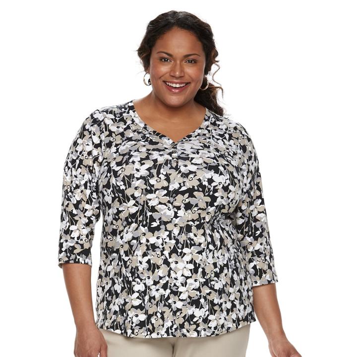 Plus Size Croft & Barrow&reg; Solid V-neck Tee, Women's, Size: 1xl, Oxford