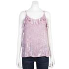 Juniors' Grayson Threads Velvet Ruffle Camisole, Girl's, Size: Xl, Lt Purple