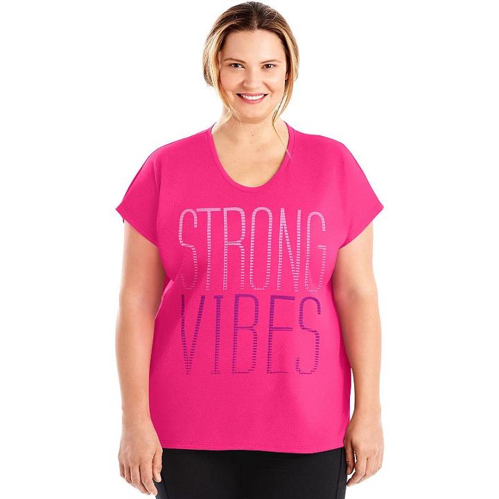 Plus Size Just My Size Graphic Dolman Tee, Women's, Size: 4xl, Dark Pink