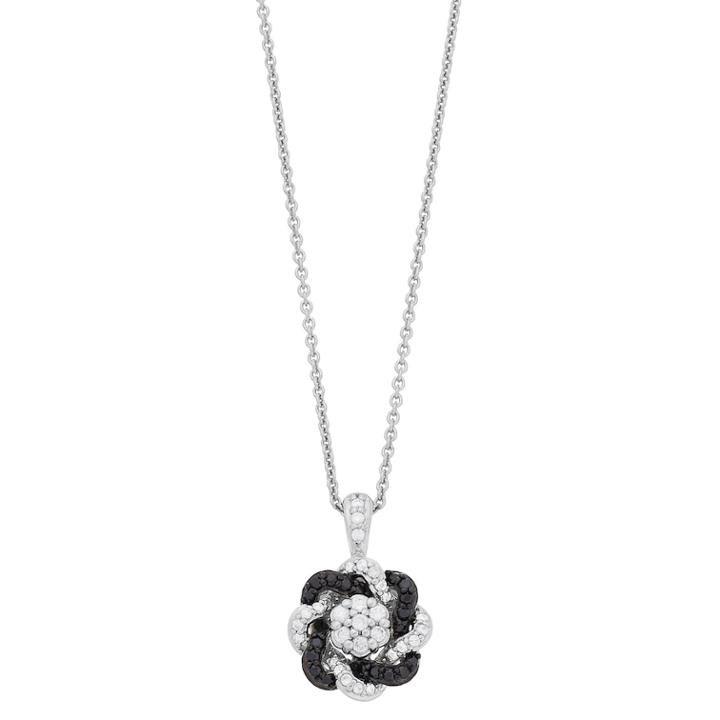 Simply Vera Vera Wang Sterling Silver 1/3 Carat Black & White Diamond Knot Pendant Necklace, Women's, Size: 18