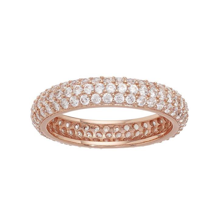 Fleur Cubic Zirconia Pave Ring, Women's, Size: 7, Pink