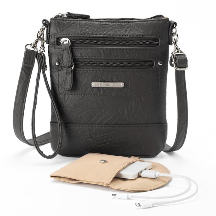 Stone & Co. Nancy Leather 3-bagger Phone Charging Convertible Crossbody Bag, Women's, Black