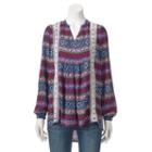 Women's Angels Print Peasant Top, Size: Medium, Dark Pink