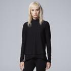 Women's Simply Vera Vera Wang Mock-layer Mockneck Sweater, Size: Medium, Black