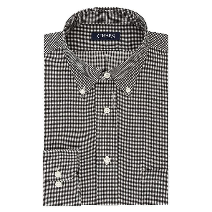 Men's Chaps Regular-fit Stretch Button-down Collar Dress Shirt, Size: 16-32/33, Black