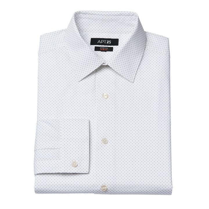 Big & Tall Men's Apt. 9&reg; Slim Tall Stretch Spread-collar Dress Shirt, Size: 18.5 34/5t, White