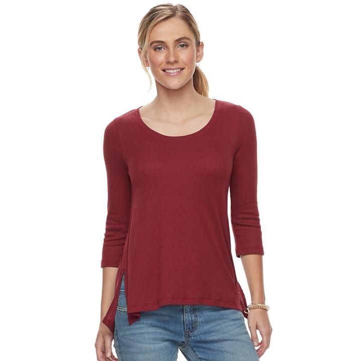 Women's Sonoma Goods For Life&trade; Ribbed Scoopneck Tee, Size: Small, Dark Red