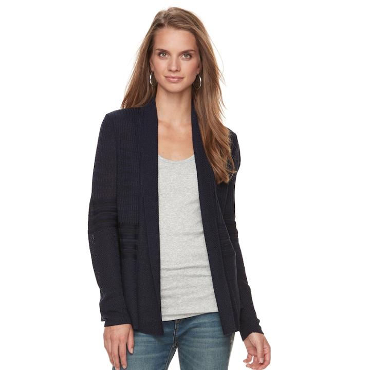 Petite Apt. 9&reg; Peplum Open-front Cardigan, Women's, Size: L Petite, Med Purple