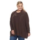 Plus Size Napa Valley Cowlneck Poncho Sweater, Women's, Size: 3x-4x, Med Brown