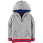 Toddler Boy Oshkosh B'gosh&reg; Striped Hem Knit Zip Hoodie, Size: 3t, Light Grey
