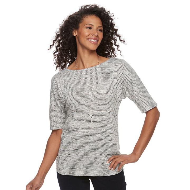 Women's Croft & Barrow&reg; Rouched Dolman Tee, Size: Large, White Oth