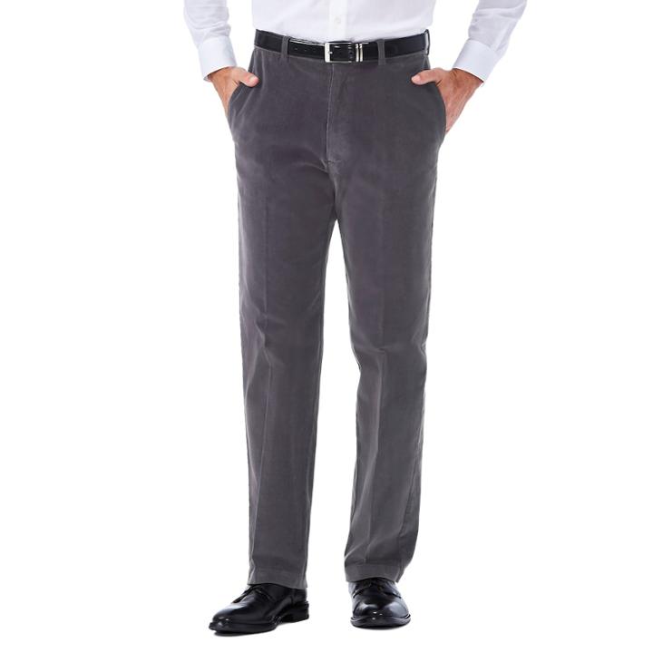 Men's Haggar Classic-fit Stretch Expandable Waistband Corduroy Pants, Size: 34x30, Med Blue