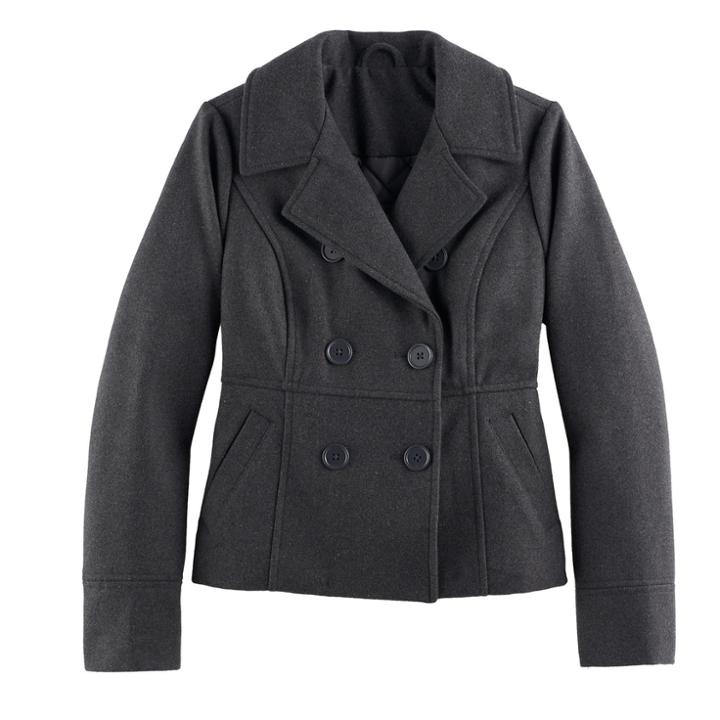 Girls 7-16 So&reg; Faux Wool Peacoat, Size: 16, Grey (charcoal)