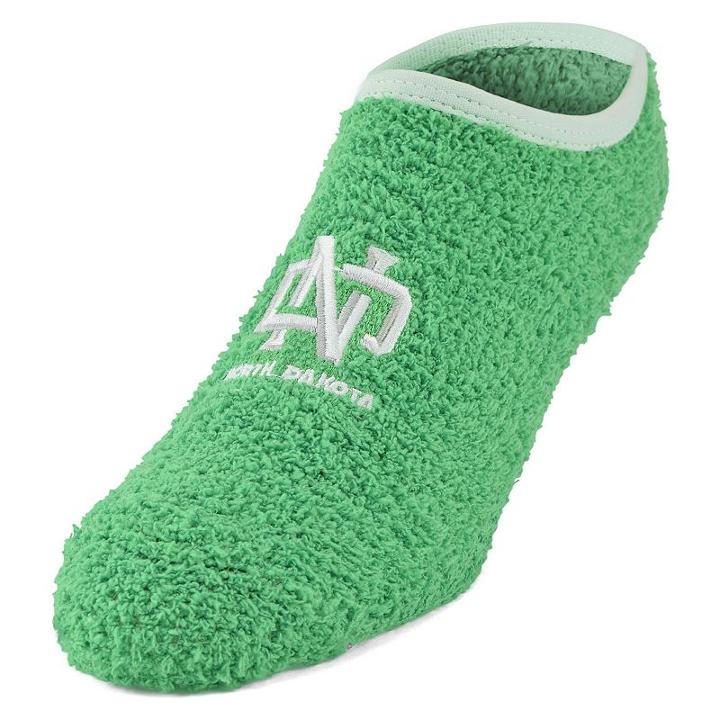 Women's North Dakota Chenille Slipper Socks, Size: 9-11, Green