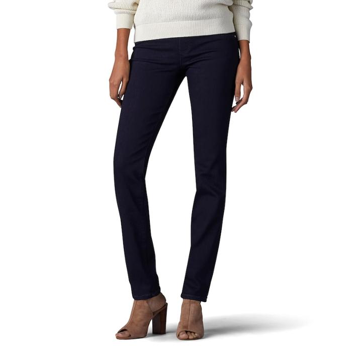 Women's Lee Rebound Pull-on Straight-leg Jeans, Size: 16 Avg/reg, Dark Blue