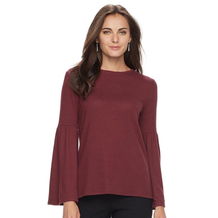 Women's Apt. 9&reg; Knit Bell Sleeve Top, Size: Xxl, Red