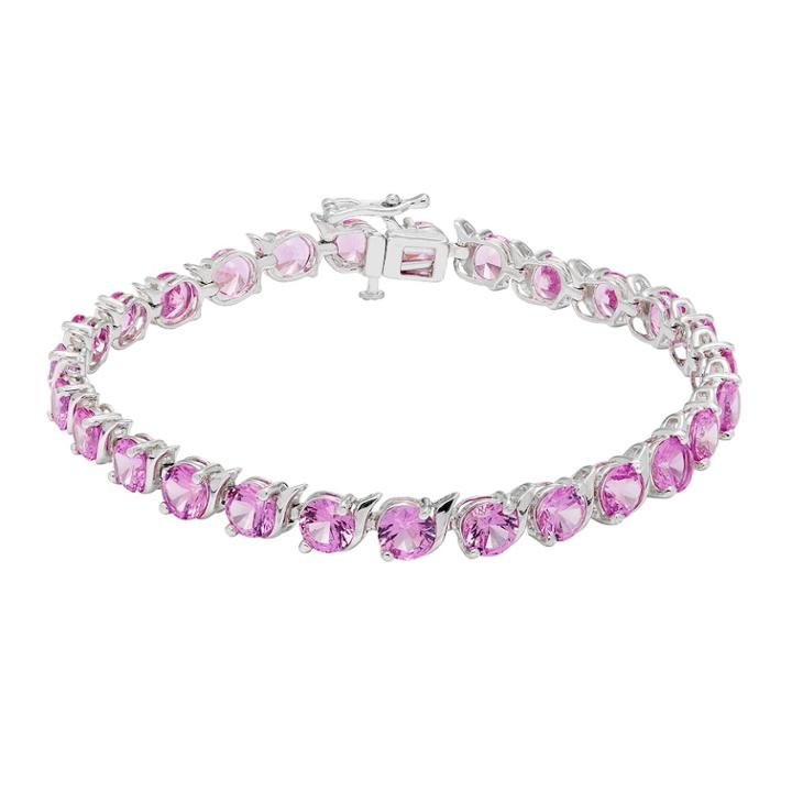 Sterling Silver Lab-created Pink Sapphire Bracelet, Women's, Size: 7.5
