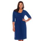 Plus Size Chaps Solid Knot-front Empire Dress, Women's, Size: 18 W, Blue